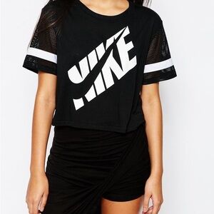 Nike Black and White Logo Tee with Mesh Sleeves